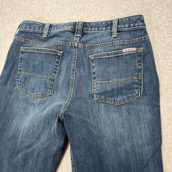 Carhartt Jeans Womens 10 Blue Straight Denim Cotton Blend Medium Short 32x29 - Picture 10 of 11